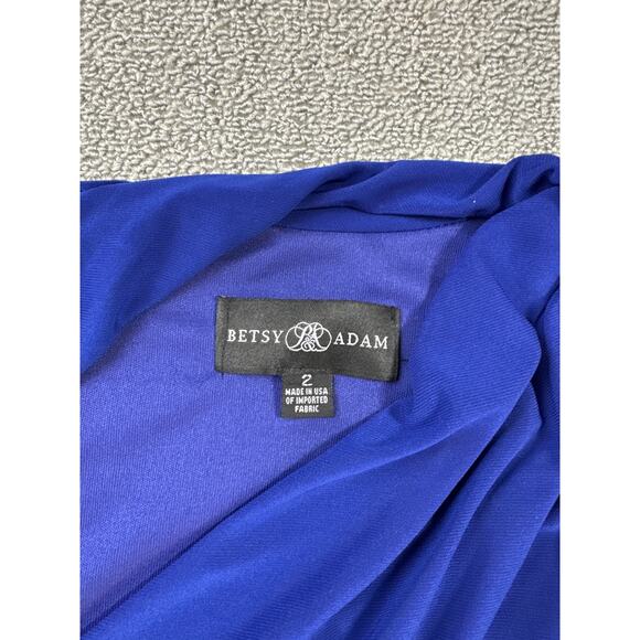 NWT Besty & Adam Dress Full Length Maxi One Shoulder Long Sleeve Blue Size 2 - Picture 6 of 13